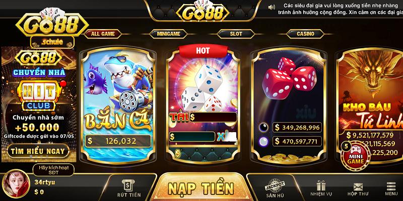 Đa dạng các trò chơi tại Go88 - thiên đường vip hoàng gia