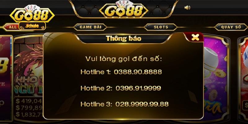 Người chơi liên lạc qua số điện thoại sau để liên hệ với hotline Gg88